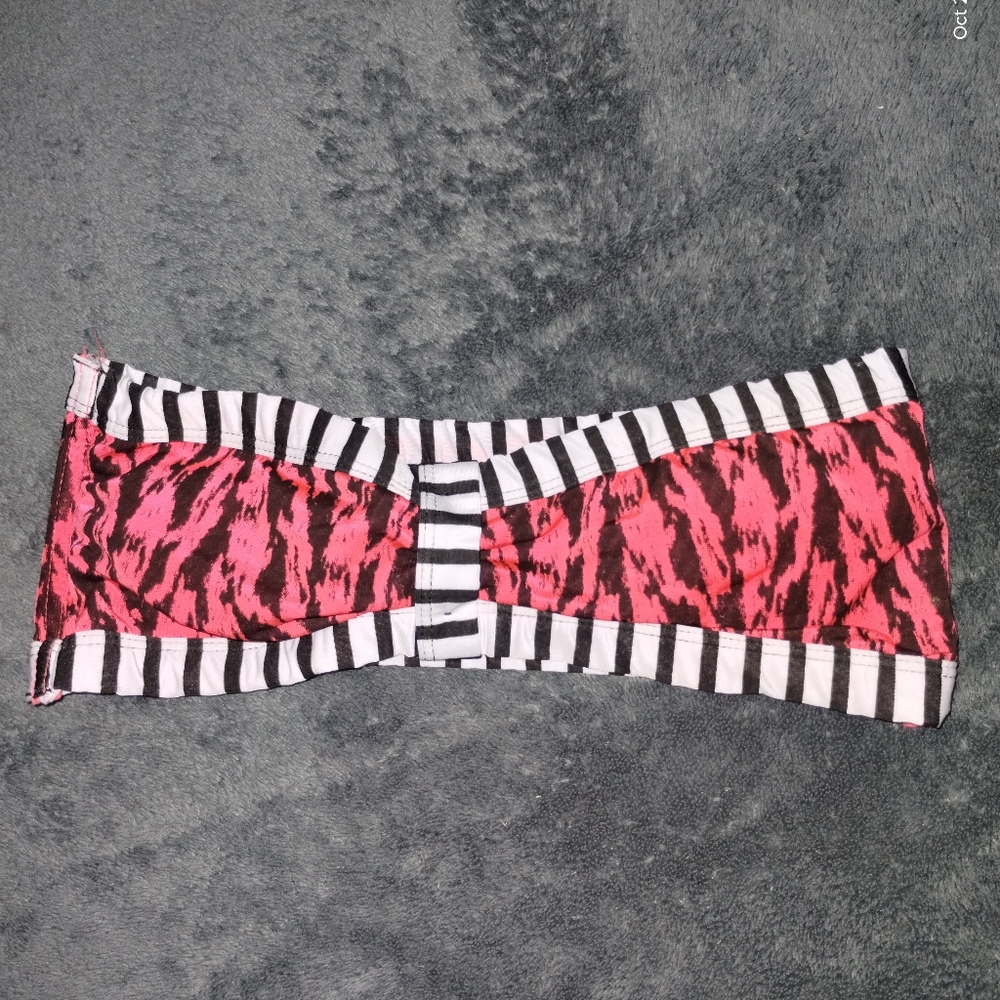 Tarea bandeau orange black white Sz med fits small strapless tube top